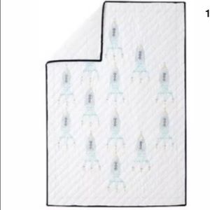🌞 POTTERY BARN Kids Embroidered Space Ship Quilt